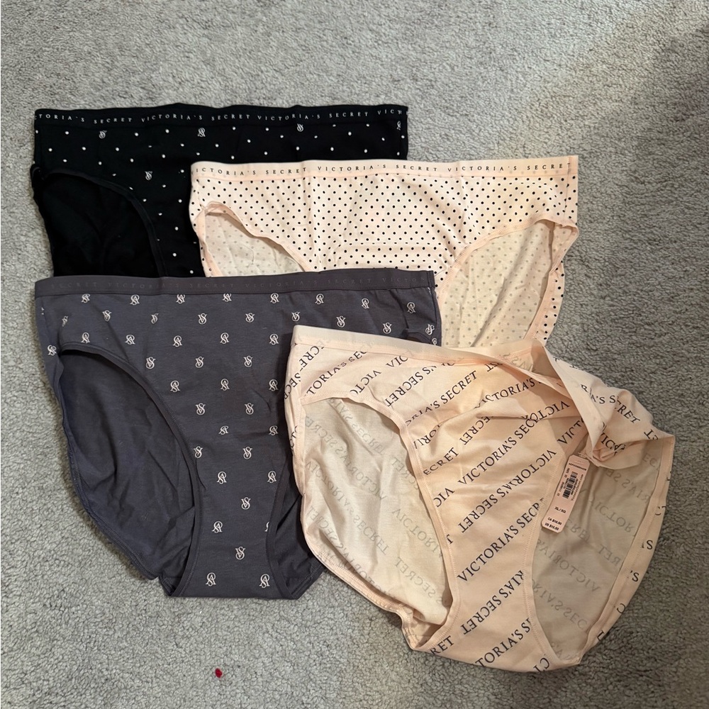 Victoria's Secret Panty Collection - Black, Gray, Cream XL Hi-leg Brief